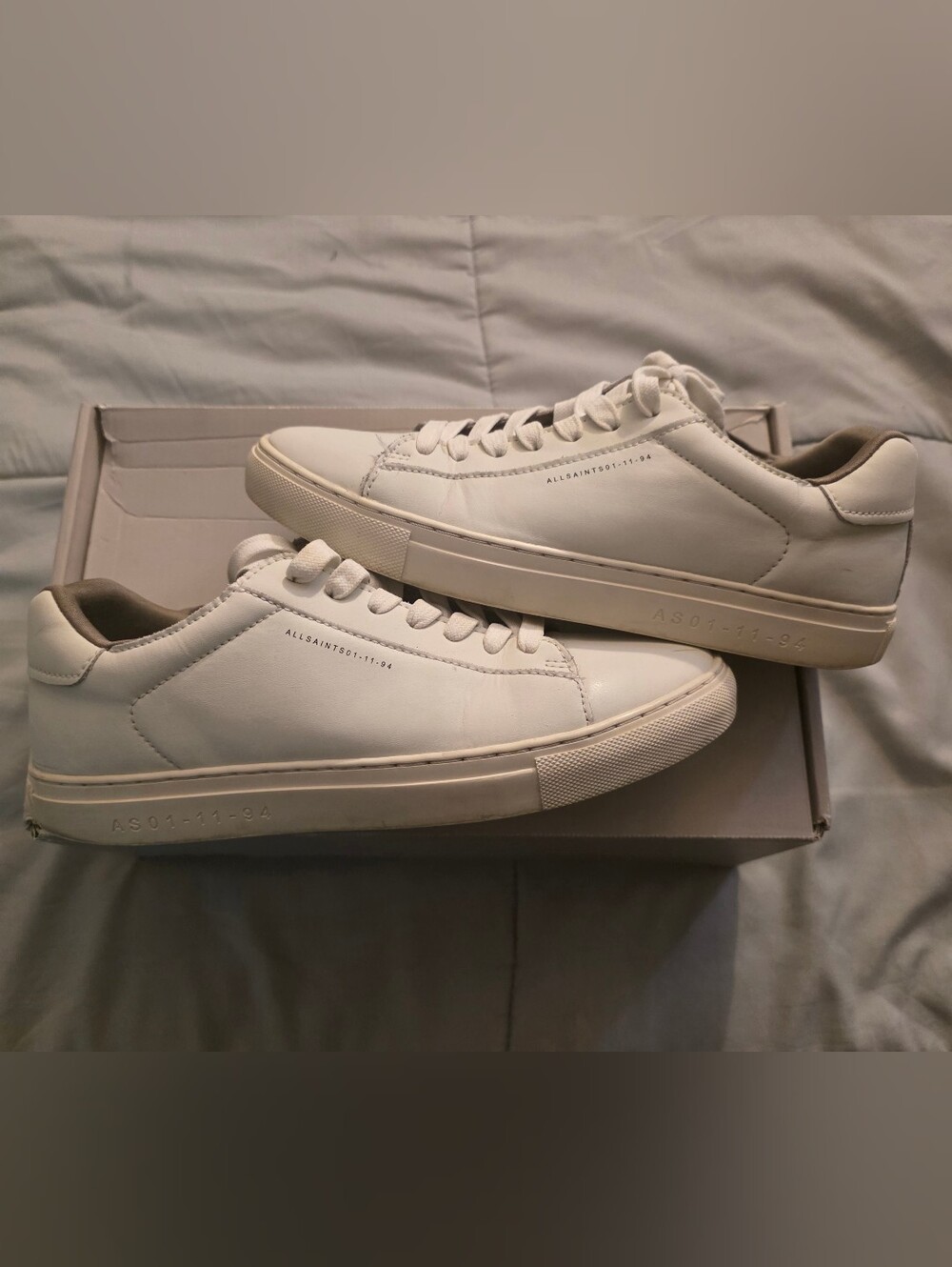 All Saints White Leather Low-Top Sneakers